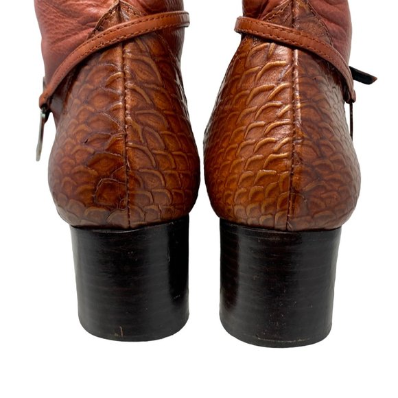 Pour L'Amour Italian Cognac‎ Leather Pointed Mid Calf Zip Boots - Picture 11 of 15